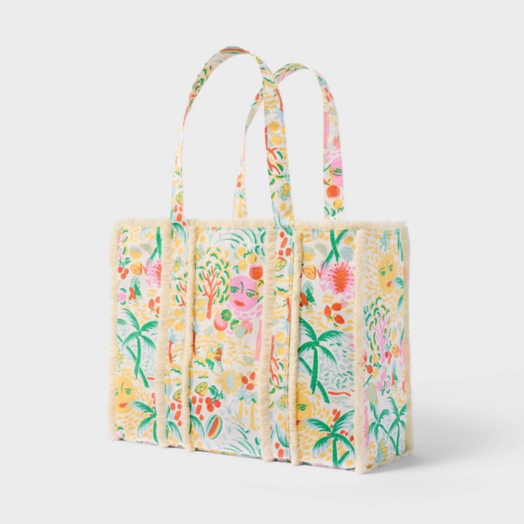 Roller Rabbit Target Collab Vacation Fringe Canvas Tote Bag New With Tags